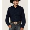 Roper Men's Solid Navy Embroidered Yoke Long Sleeve Snap Western Shirt Blue 2 Roper Men's Solid Navy Embroidered Yoke Long Sleeve Snap Western Shirt Blue -Roper Shop 2000362616 400 P1