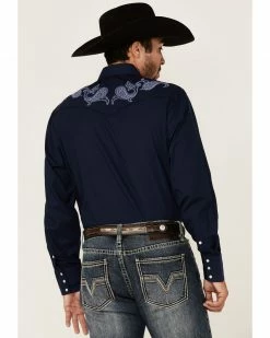 Roper Men's Solid Navy Embroidered Yoke Long Sleeve Snap Western Shirt Blue 10 Roper Men's Solid Navy Embroidered Yoke Long Sleeve Snap Western Shirt Blue -Roper Shop 2000362616 400 P4