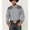 Roper Men's Blue Check Embroidered Plaid Long Sleeve Snap Western Shirt 1 Roper Men's Blue Check Embroidered Plaid Long Sleeve Snap Western Shirt -Roper Shop 2000362617 400 P1