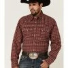 Roper Men's Red Southwestern Geo Print Long Sleeve Snap Western Shirt  -Roper Shop 2000362618 600 P1