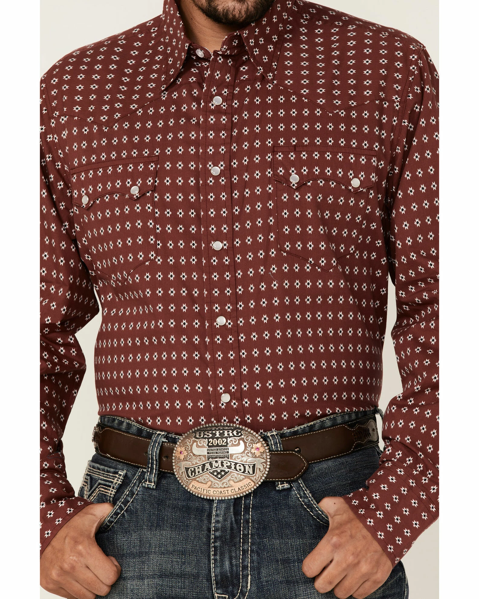 Roper Men's Red Southwestern Geo Print Long Sleeve Snap Western Shirt 5 Roper Men's Red Southwestern Geo Print Long Sleeve Snap Western Shirt - Image 3