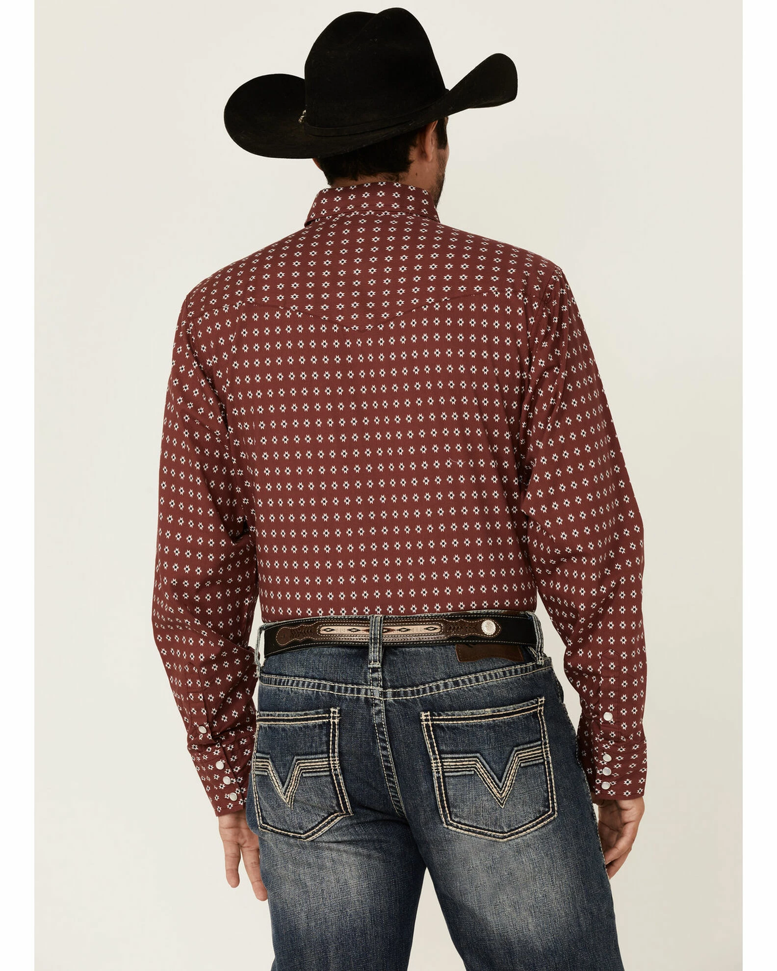 Roper Men's Red Southwestern Geo Print Long Sleeve Snap Western Shirt 6 Roper Men's Red Southwestern Geo Print Long Sleeve Snap Western Shirt - Image 4