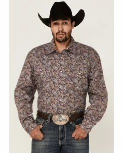 Roper Men's Blue Country Paisley Print Long Sleeve Snap Western Shirt  -Roper Shop 2000362622 400 P1 1