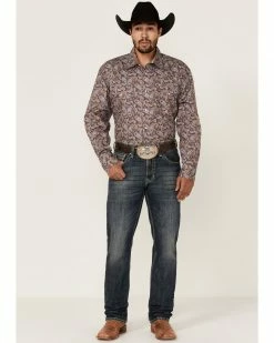 Roper Men's Blue Country Paisley Print Long Sleeve Snap Western Shirt  -Roper Shop 2000362622 400 P2