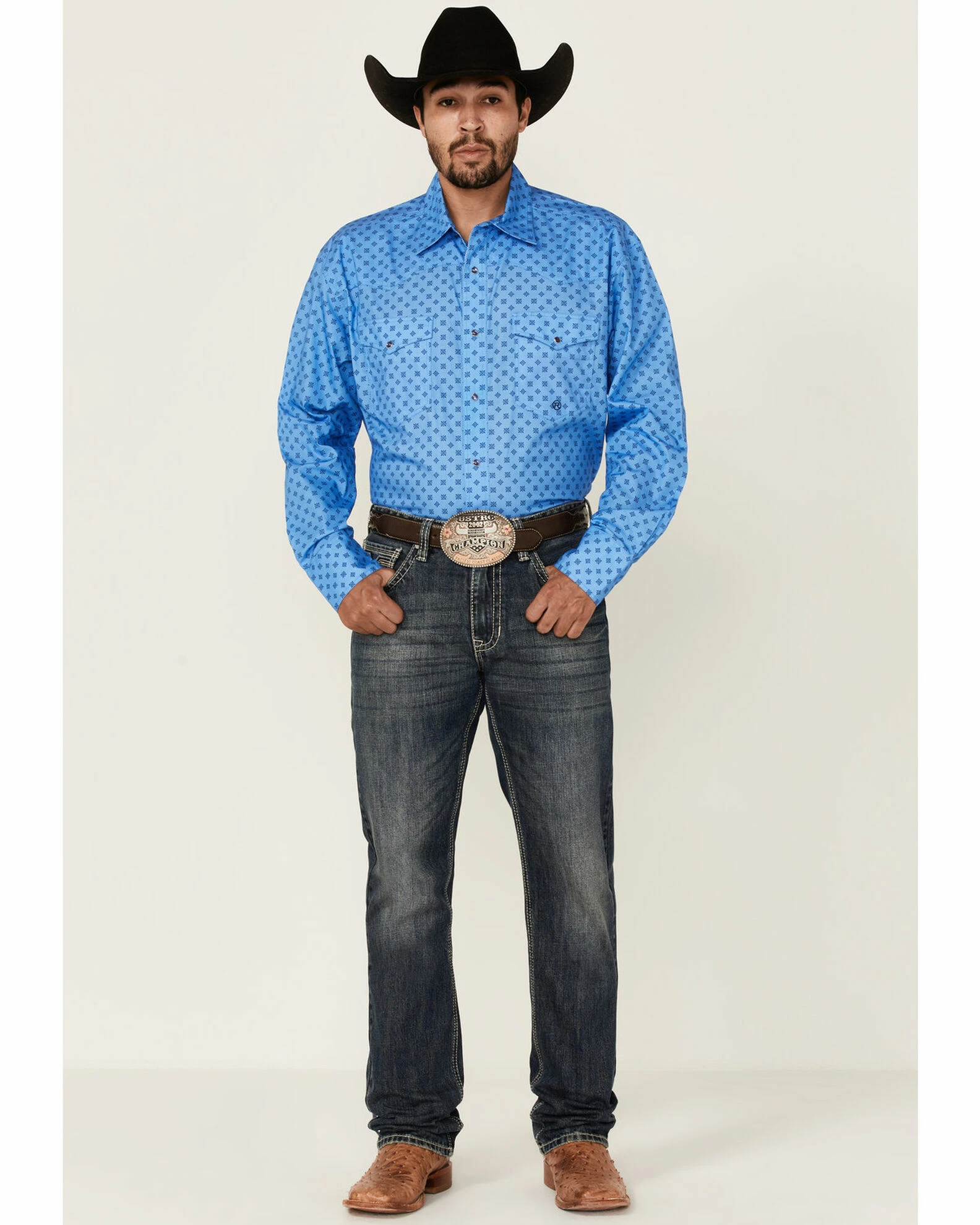 Roper Men's Cottage Foulard Geo Print Long Sleece Snap Western Shirt 4 Roper Men's Cottage Foulard Geo Print Long Sleece Snap Western Shirt - Image 2