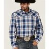 Roper Men's Royal Blue Large Plaid Long Sleeve Snap Western Shirt 