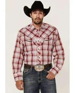 Roper Men's Red Plaid Embroidered Applique Long Sleeve Snap Western Shirt  -Roper Shop 2000362628 600 P1 1