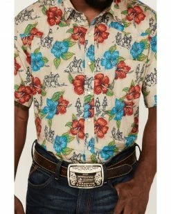 Roper Men's Trail Ride Tropical Floral Print Short Sleeve Snap Western Shirt Multi 9 Roper Men's Trail Ride Tropical Floral Print Short Sleeve Snap Western Shirt Multi -Roper Shop 2000362633 900 P3