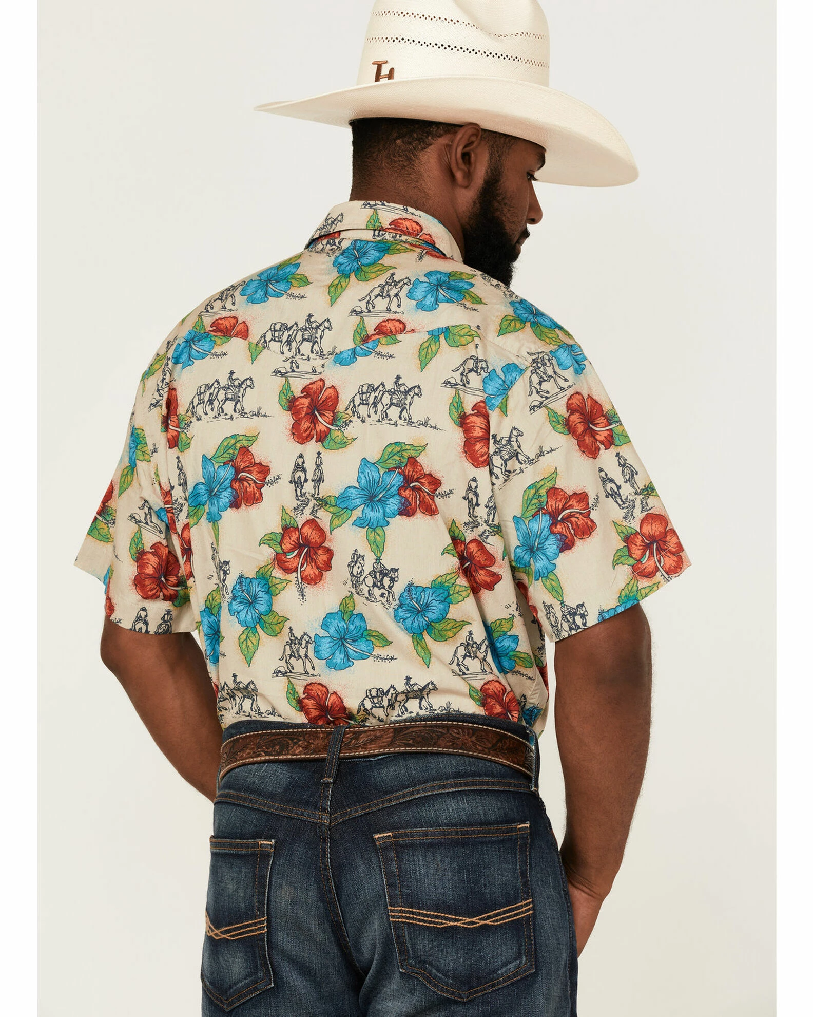 Roper Men's Trail Ride Tropical Floral Print Short Sleeve Snap Western Shirt Multi 6 Roper Men's Trail Ride Tropical Floral Print Short Sleeve Snap Western Shirt Multi - Image 4