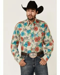 Roper Men's Trail Ride Tropical Floral Print Long Sleeve Snap Western Shirt  Multi -Roper Shop 2000363314 900 P1 1