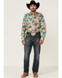 Roper Men's Trail Ride Tropical Floral Print Long Sleeve Snap Western Shirt  Multi -Roper Shop 2000363314 900 P2