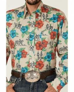 Roper Men's Trail Ride Tropical Floral Print Long Sleeve Snap Western Shirt  Multi -Roper Shop 2000363314 900 P3