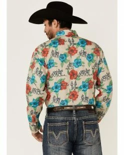 Roper Men's Trail Ride Tropical Floral Print Long Sleeve Snap Western Shirt  Multi -Roper Shop 2000363314 900 P4