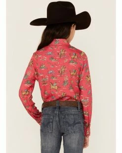 Roper Girls' Five Star Floral Horse Print Long Sleeve Western Snap Shirt Red 10 Roper Girls' Five Star Floral Horse Print Long Sleeve Western Snap Shirt Red -Roper Shop 2000366437 600 P4