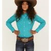 Roper Girls' Geo Print Long Sleeve Snap Western Shirt Blue -Roper Shop 2000366438 400 P1