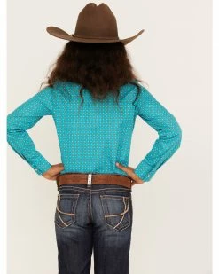 Roper Girls' Geo Print Long Sleeve Snap Western Shirt Blue 9 Roper Girls' Geo Print Long Sleeve Snap Western Shirt Blue -Roper Shop 2000366438 400 P3