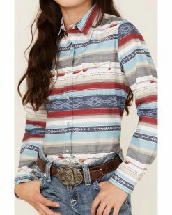 Roper Girls' West Made Southwestern Stripe Print Long Sleeve Western Snap Shirt Multi -Roper Shop 2000366439 900 P3
