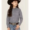 Roper Girls' Amarillo Floral Print Long Sleeve Western Snap Shirt Blue -Roper Shop 2000366440 400 P1