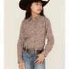 Roper Girls' West Made Floral Print Long Sleeve Western Snap Shirt Brown -Roper Shop 2000366443 200 P1