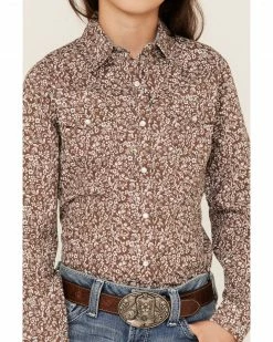 Roper Girls' West Made Floral Print Long Sleeve Western Snap Shirt Brown 9 Roper Girls' West Made Floral Print Long Sleeve Western Snap Shirt Brown -Roper Shop 2000366443 200 P3