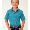 Roper Boys' Amarillo Saddle Geo Western Shirt Blue 1 Roper Boys' Amarillo Saddle Geo Western Shirt Blue -Roper Shop 2000366518 400 P1