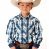 Roper Boys' Plaid Print Long Sleeve Western Snap Shirt Blue 2 Roper Boys' Plaid Print Long Sleeve Western Snap Shirt Blue -Roper Shop 2000366520 400 P1