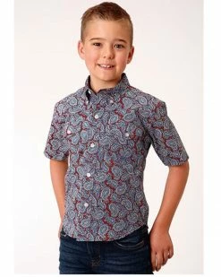 Roper Boys' Amarillo Liberty Bell Paisley Western Shirt Wine 7 Roper Boys' Amarillo Liberty Bell Paisley Western Shirt Wine -Roper Shop 2000366523 646 P1 1
