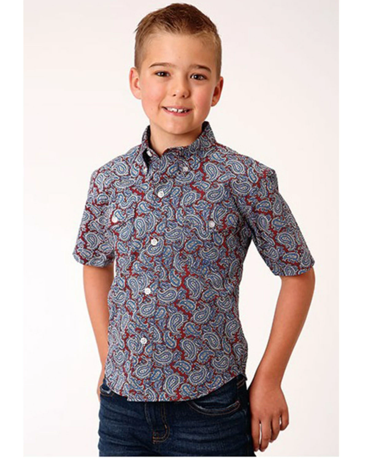 Roper Boys' Amarillo Liberty Bell Paisley Western Shirt Wine 5 Roper Boys' Amarillo Liberty Bell Paisley Western Shirt Wine - Image 3