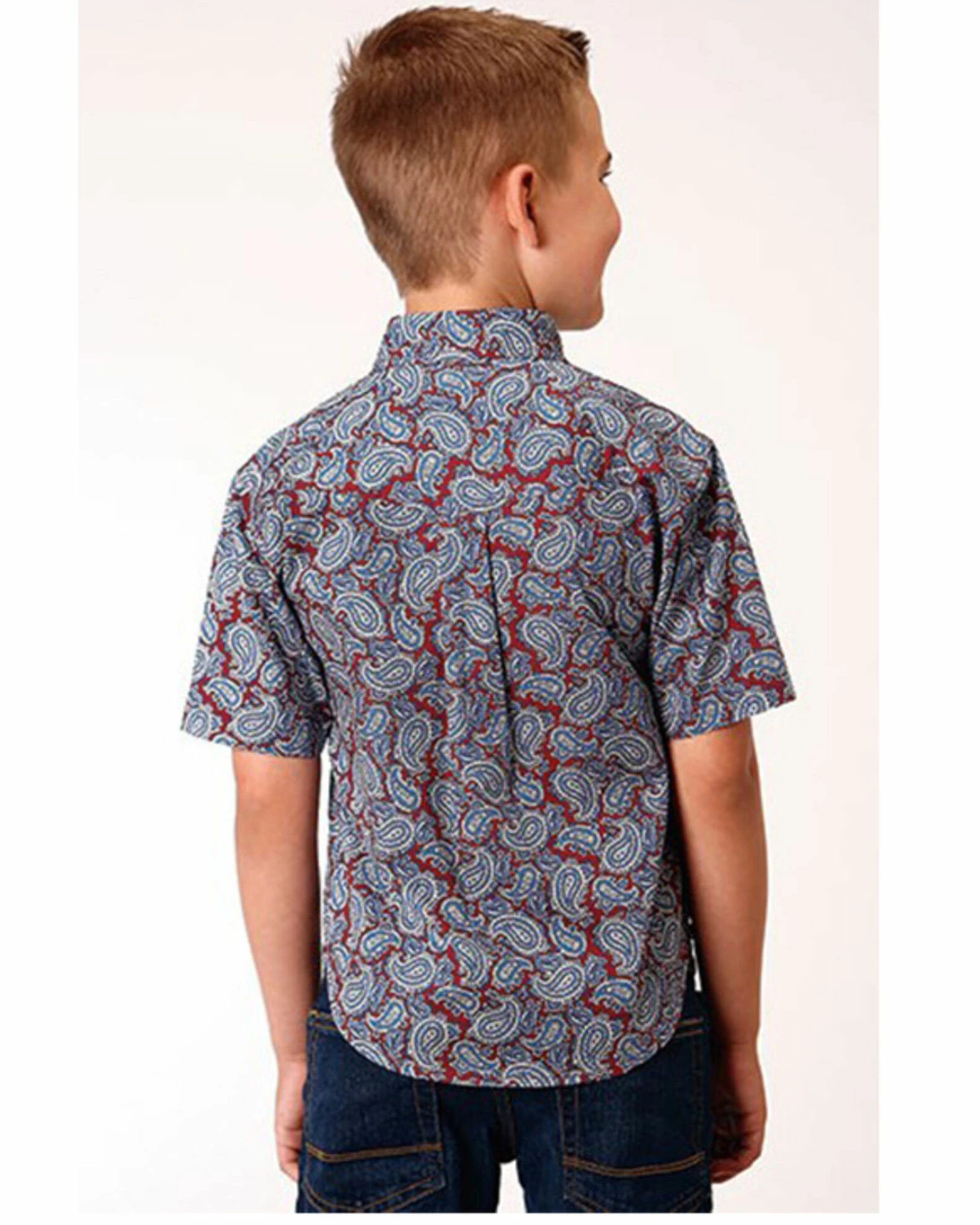 Roper Boys' Amarillo Liberty Bell Paisley Western Shirt Wine 4 Roper Boys' Amarillo Liberty Bell Paisley Western Shirt Wine - Image 2