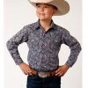 Roper Boys' Amarillo Paisley Print Long Sleeve Western Snap Shirt Wine 1 Roper Boys' Amarillo Paisley Print Long Sleeve Western Snap Shirt Wine -Roper Shop 2000366524 646 P1