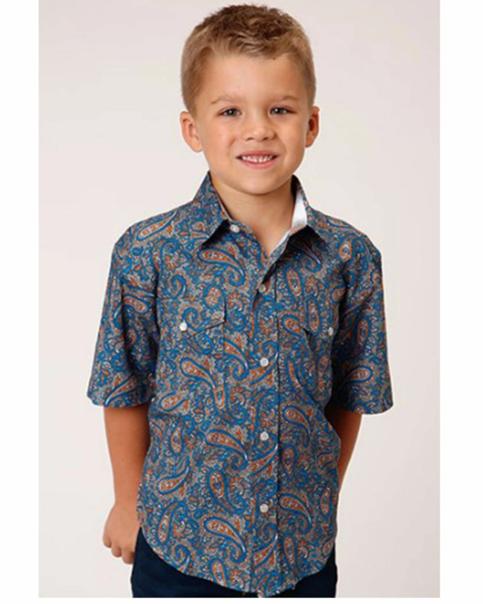 Roper Boys' Amarillo Paisley Print Short Sleeve Western Snap Shirt No Color 3 Roper Boys' Amarillo Paisley Print Short Sleeve Western Snap Shirt No Color