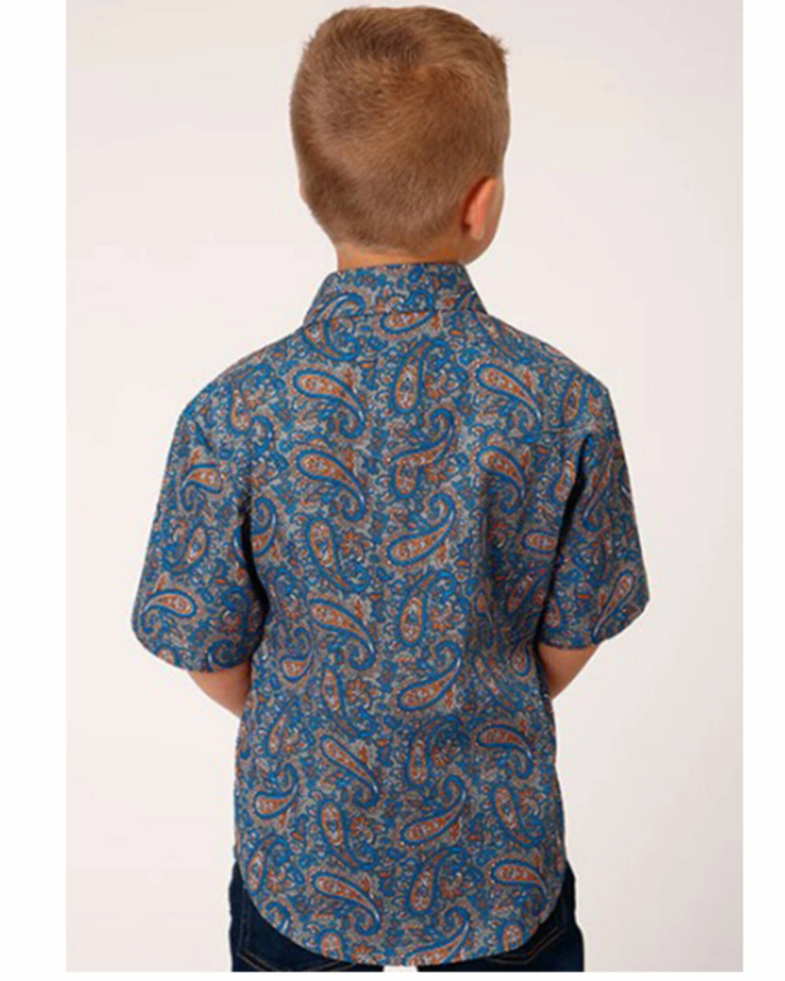 Roper Boys' Amarillo Paisley Print Short Sleeve Western Snap Shirt No Color 4 Roper Boys' Amarillo Paisley Print Short Sleeve Western Snap Shirt No Color - Image 2