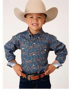 Roper Boys' Amarillo Paisley Print Long Sleeve Western Button-Down Shirt No Color 7 Roper Boys' Amarillo Paisley Print Long Sleeve Western Button-Down Shirt No Color -Roper Shop 2000366528 000 P1 1