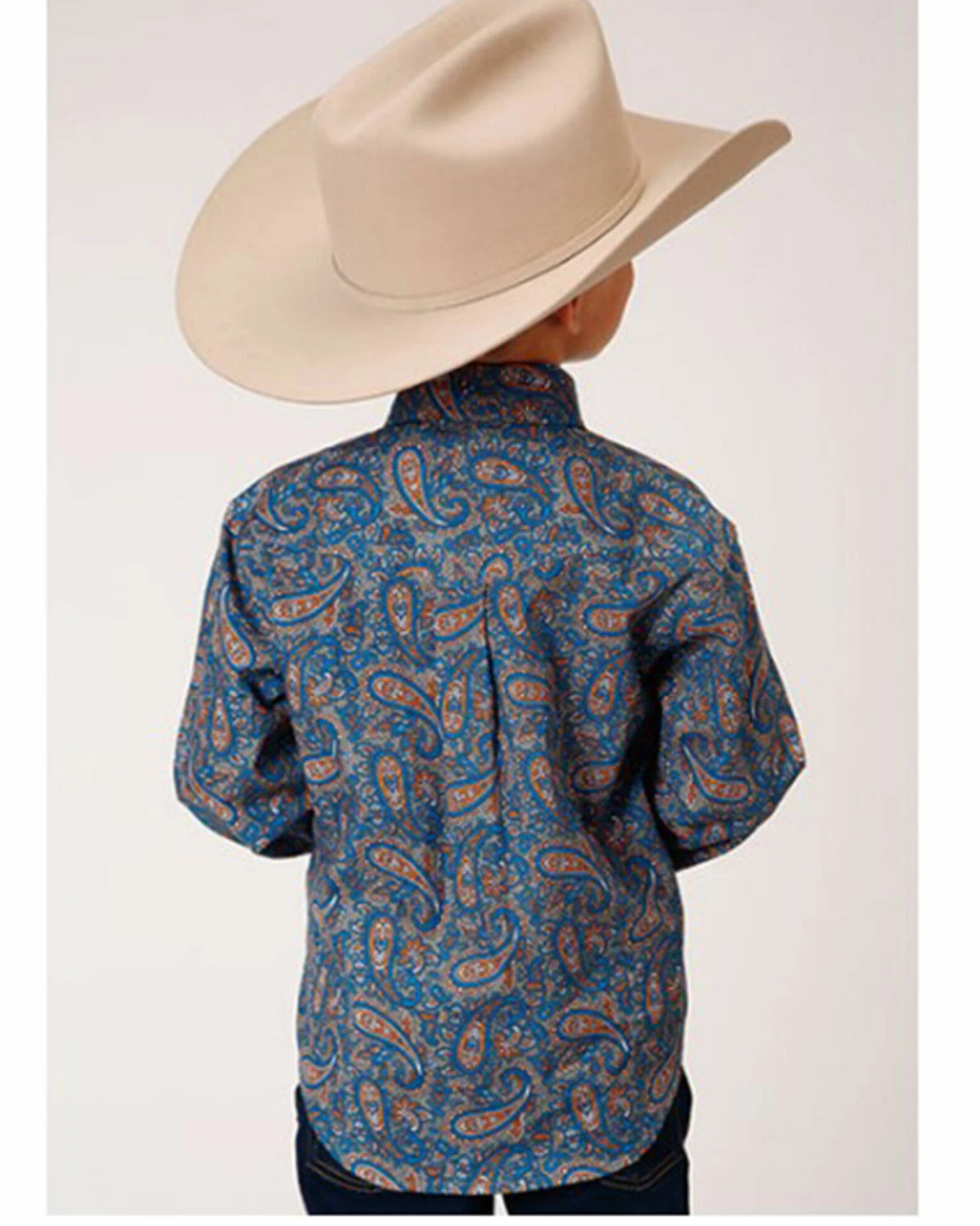 Roper Boys' Amarillo Paisley Print Long Sleeve Western Button-Down Shirt No Color 4 Roper Boys' Amarillo Paisley Print Long Sleeve Western Button-Down Shirt No Color - Image 2