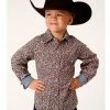 Roper Boys' Floral Print Long Sleeve Western Snap Shirt Brown 1 Roper Boys' Floral Print Long Sleeve Western Snap Shirt Brown -Roper Shop 2000366529 200 P1