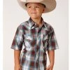 Roper Boys' West Made Plaid Print Short Sleeve Western Snap Shirt Brown 1 Roper Boys' West Made Plaid Print Short Sleeve Western Snap Shirt Brown -Roper Shop 2000366531 200 P1
