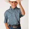 Roper Boys' Amarillo Geo Print Short Sleeve Western Button-Down Shirt Blue 2 Roper Boys' Amarillo Geo Print Short Sleeve Western Button-Down Shirt Blue -Roper Shop 2000366534 400 P1