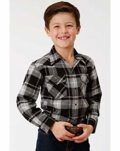 Roper Boys' Plaid Long Sleeve Snap Western Shirt - Black 7 Roper Boys' Plaid Long Sleeve Snap Western Shirt - Black -Roper Shop 2000366688 001 P1 1