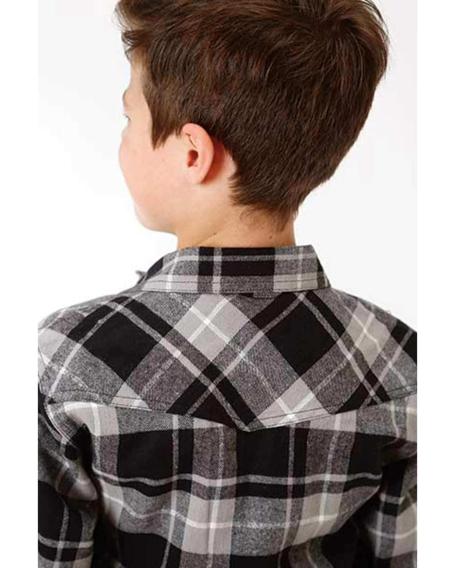 Roper Boys' Plaid Long Sleeve Snap Western Shirt - Black 4 Roper Boys' Plaid Long Sleeve Snap Western Shirt - Black - Image 2