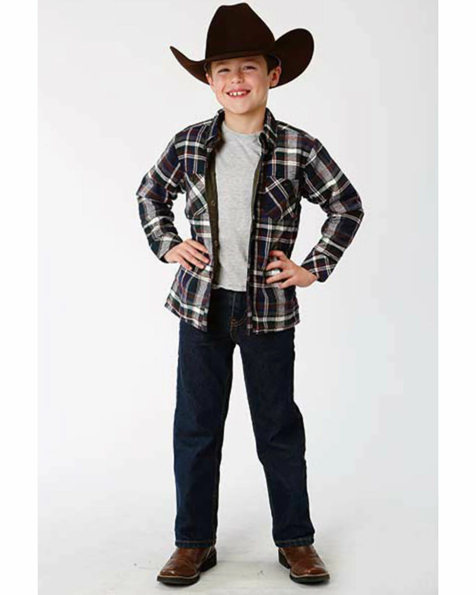 Roper Boys' Plaid Button-Down Reversible Jacket Olive 5 Roper Boys' Plaid Button-Down Reversible Jacket Olive - Image 3