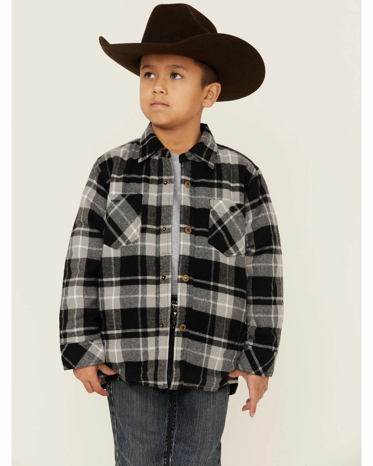 Roper Boys' Plaid Button-Down Reversible Jacket - Black 3 Roper Boys' Plaid Button-Down Reversible Jacket - Black