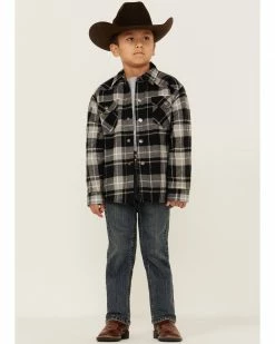 Roper Boys' Black & Grey Plaid Long Sleeve Snap Western Flannel Shirt 10 Roper Boys' Black & Grey Plaid Long Sleeve Snap Western Flannel Shirt -Roper Shop 2000366691 001 P4