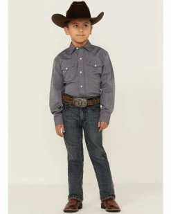 Roper Boys' End-On-End Long Sleeve Western Shirt Navy 10 Roper Boys' End-On-End Long Sleeve Western Shirt Navy -Roper Shop 2000366698 410 P4