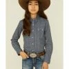 Roper Girls' Checkered Arrow Print Long Sleeve Western Shirt Blue 1 Roper Girls' Checkered Arrow Print Long Sleeve Western Shirt Blue -Roper Shop 2000366717 400 P1