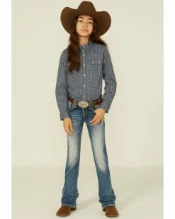 Roper Girls' Checkered Arrow Print Long Sleeve Western Shirt Blue 8 Roper Girls' Checkered Arrow Print Long Sleeve Western Shirt Blue -Roper Shop 2000366717 400 P2