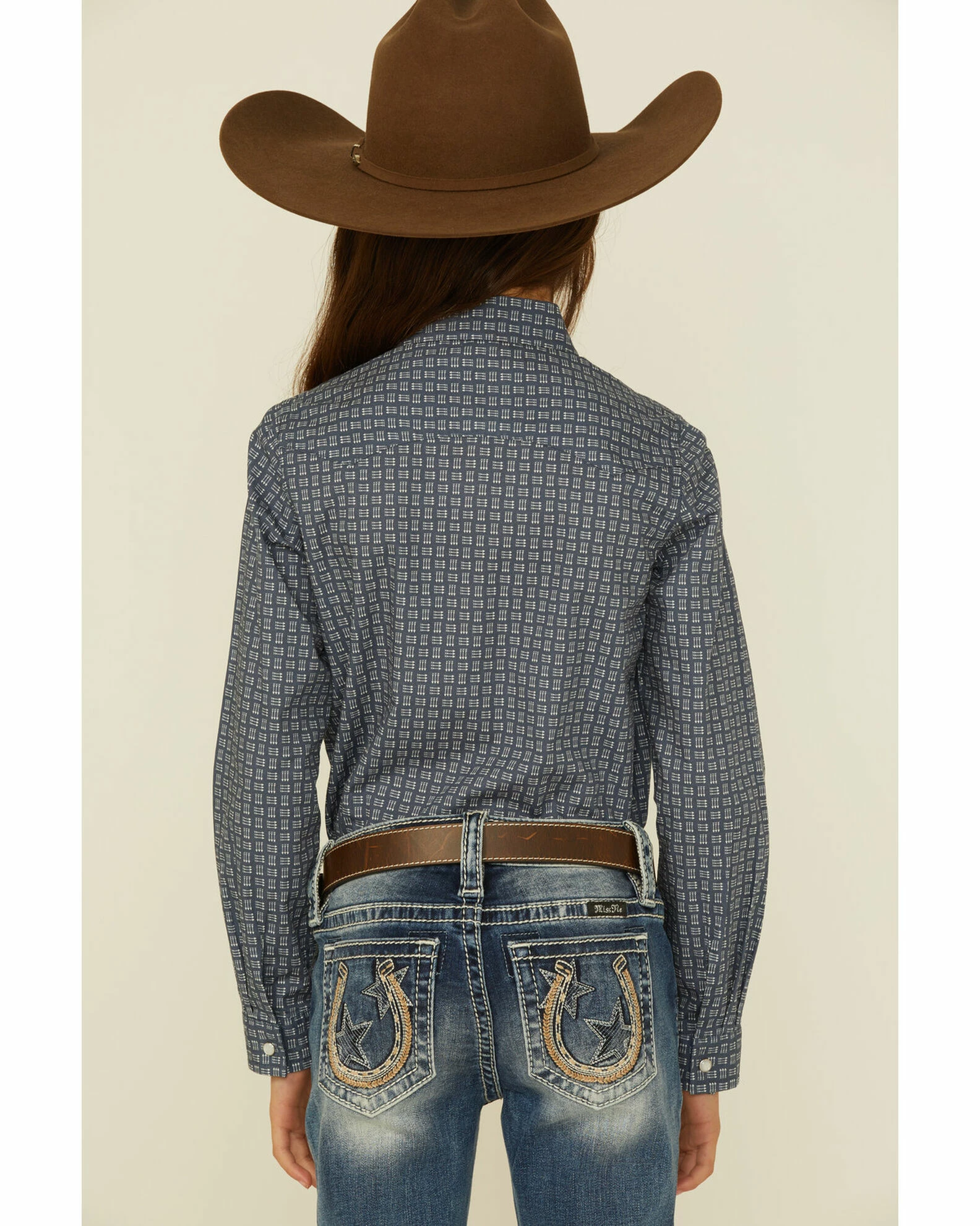 Roper Girls' Checkered Arrow Print Long Sleeve Western Shirt Blue 6 Roper Girls' Checkered Arrow Print Long Sleeve Western Shirt Blue - Image 4