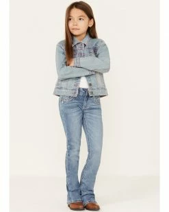 Roper Girls' Checkered Plaid Denim Jacket Light Blue 10 Roper Girls' Checkered Plaid Denim Jacket Light Blue -Roper Shop 2000366721 450 P4