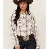 Roper Women's Plaid Print Long Sleeve Western Snap Shirt White 1 Roper Women's Plaid Print Long Sleeve Western Snap Shirt White -Roper Shop 2000366836 100 P1