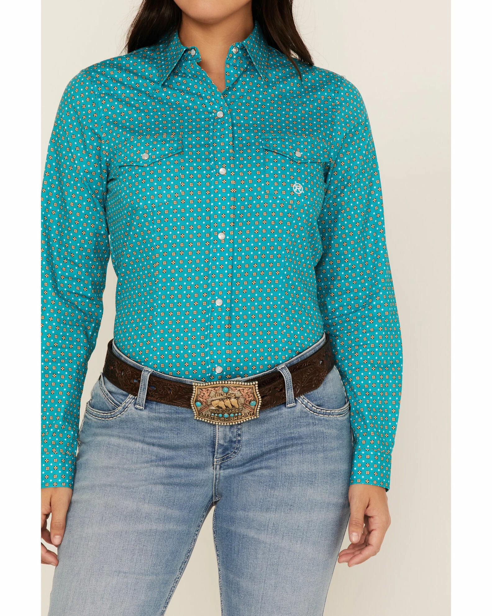 Roper Women's Geo Print Snap Western Shirt 5 Roper Women's Geo Print Snap Western Shirt - Image 3