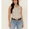Roper Women's Floral Print Sleeveless Western Shirt White -Roper Shop 2000366839 100 P1